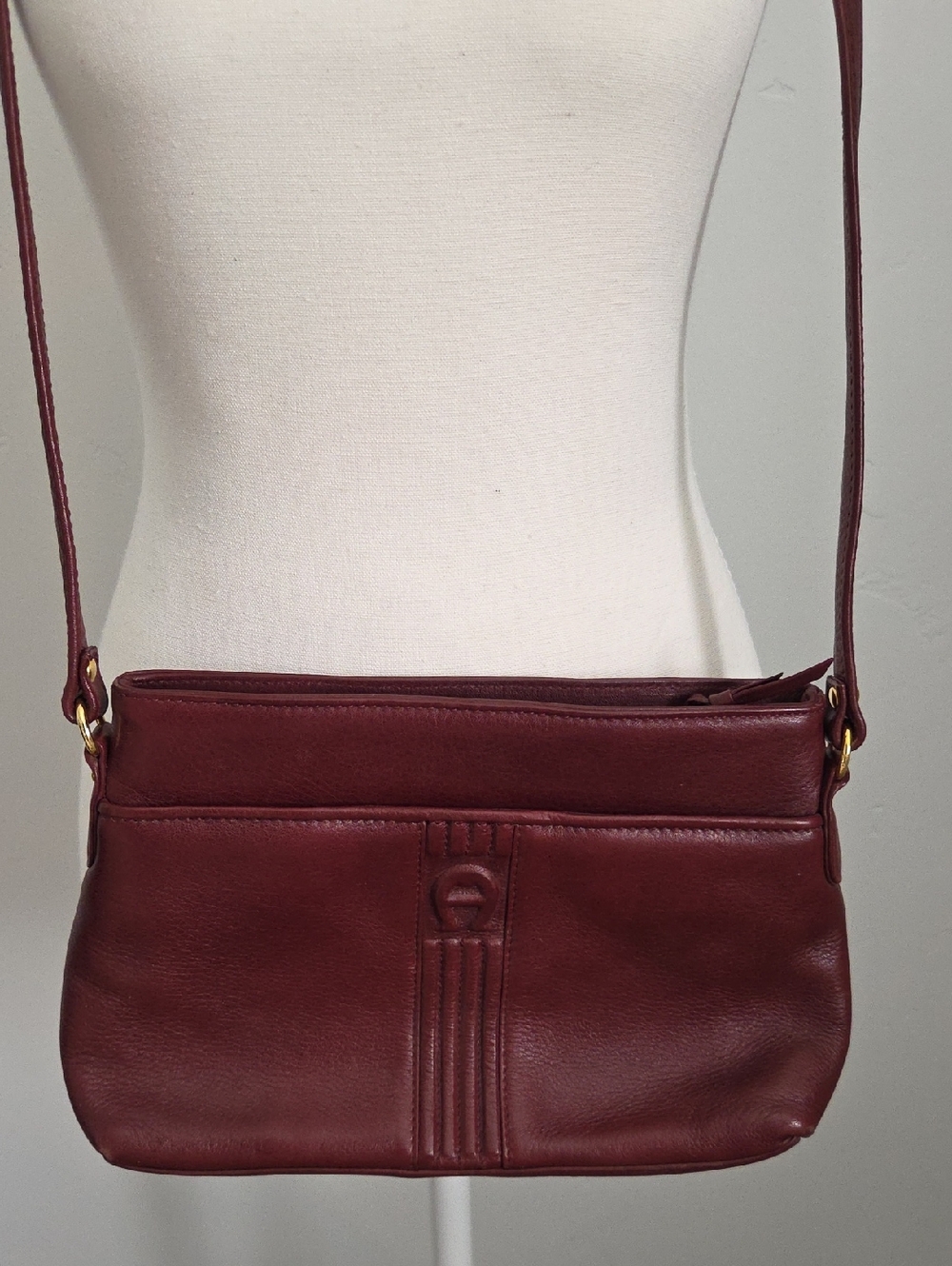 Etienne Aigner Burgundy Leather Crossbody Bag
